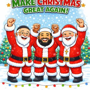 Noel'i Yeniden Muhteşem Hale Getirin - Hristiyan, Yahudi ve Müslüman sanat eserleri, poster, tişört ve kupa tasarımları (4500 x 6000 piksel, 300 DPI PNG)