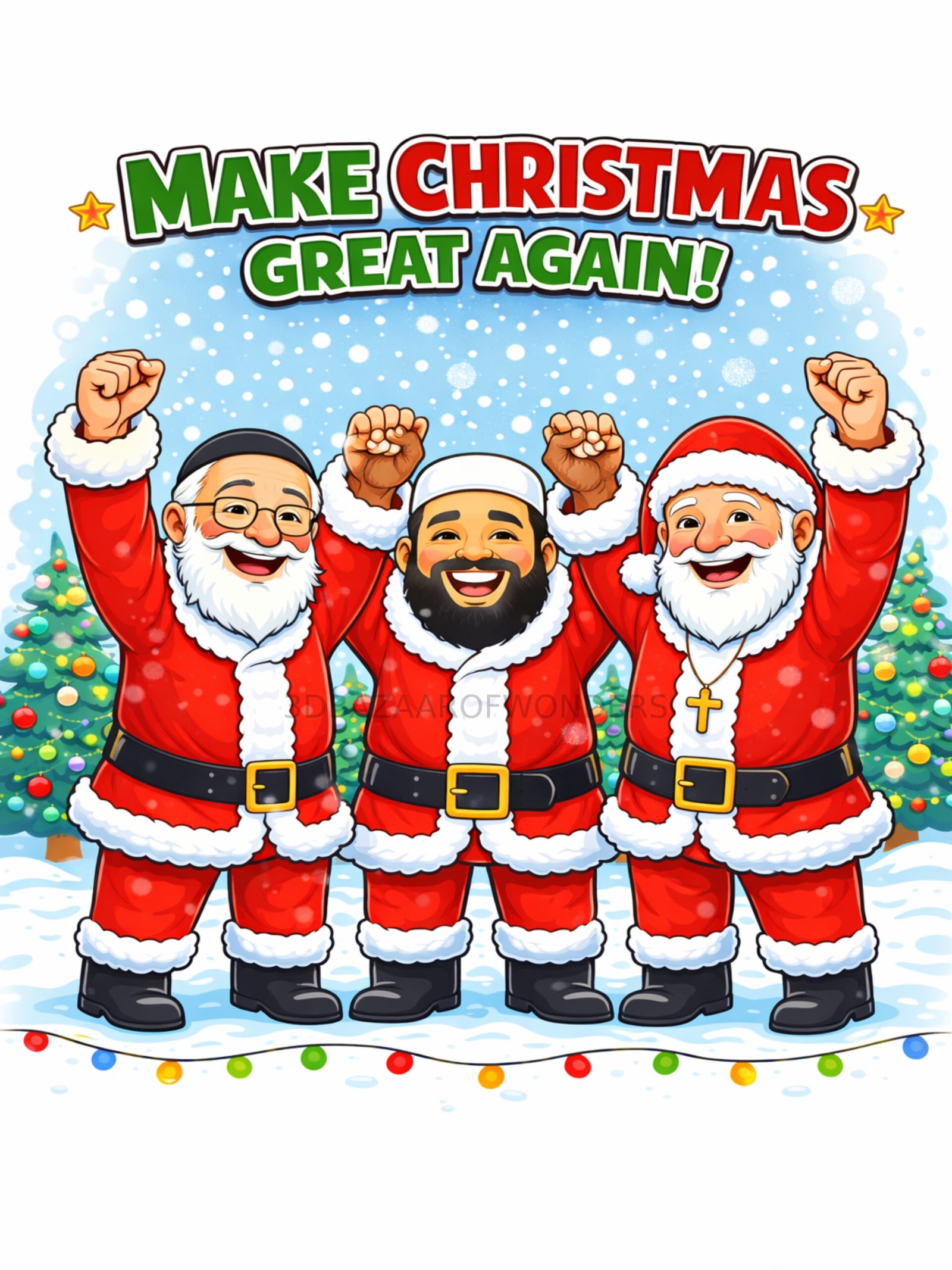 Noel'i Yeniden Muhteşem Hale Getirin - Hristiyan, Yahudi ve Müslüman sanat eserleri, poster, tişört ve kupa tasarımları (4500 x 6000 piksel, 300 DPI PNG)