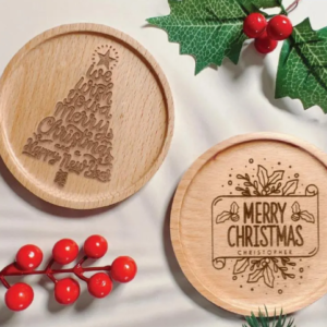 Kişiye Özel Ahşap Noel Bardak Altlıkları - Ev Dekorasyonu, Yılbaşı Çorabı İçine Konulacak Hediyeler ve Parti Hediyeleri İçin Lazerle İşlenmiş Özel Tatil Hediyeleri