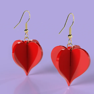 3D kalp şeklinde küpe