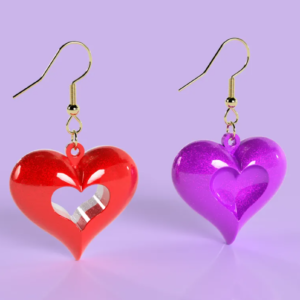 3D Kalp Kolye, Küpe ve/ya Anahtarlık