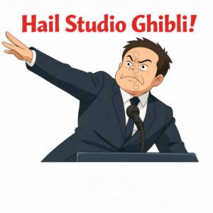 Politik Mizah, Meme Dijital Baskı – Poster / Tişört / Kupa Tasarımı – “Heil Studio Ghibli!” – 4000×6000 PNG 300 DPI