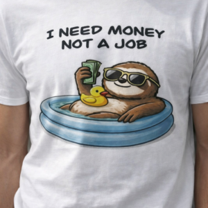 "Benim paraya ihtiyacım var işe değil!" baskılı T-shirt