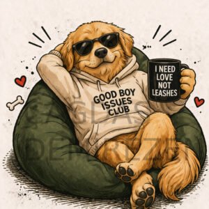 Pet Humor (Relationships) – Poster / T-shirt / Mug Design – "I need love not leashes" - 2500 x 3500 PNG 300 DPI