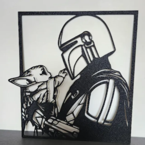 Star wars: Mandalorian ve Groku duvar dekoru