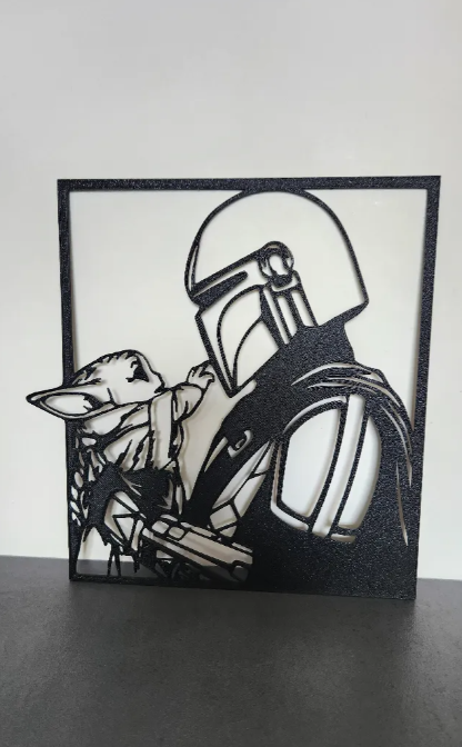 Star wars: Mandalorian ve Groku duvar dekoru